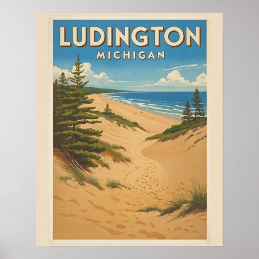Vintage Ludington Michigan Poster (Voorkant)
