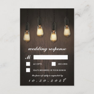 Vintage Lumières Rustiques Chic Mariage Cartes RSV