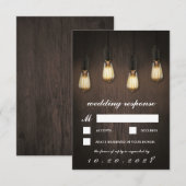 Vintage Lumières Rustiques Chic Mariage Cartes RSV (Devant / Derrière)