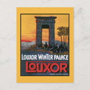 Vintage Luxor Egypt hotelreclame, oude tempel Briefkaart