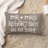 Vintage M. et Mme burlap lumbar mariage coussin (Couverture)