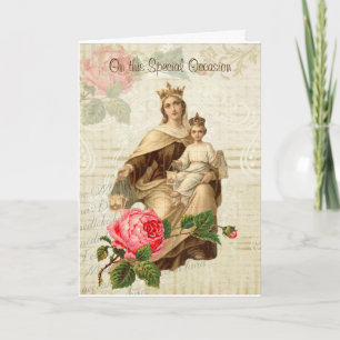 Vintage Maagdelijke Moeder Mary Mount Carmel Kaart