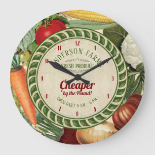 Vintage maakt boerderij gepersonaliseerde keuken grote klok