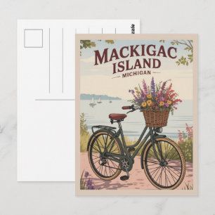 Vintage Mackinac Island Michigan met bloemen cadea Briefkaart
