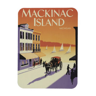 Vintage Mackinac Island Michigan met bloemen cadea Magneet