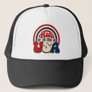 Vintage "Made in USA" Patriottische Speld Trucker Pet