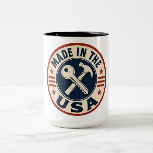 Vintage "Made in USA" Patriottische Speld Tweekleurige Koffiemok