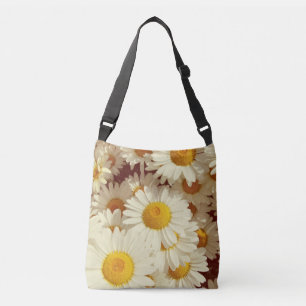 Vintage madeliefjebloemen crossbody tas