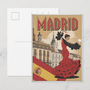 Vintage Madrid Spanje flamenco souvenirs, cadeaus Briefkaart