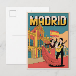 Vintage Madrid Spanje flamenco souvenirs, cadeaus Briefkaart