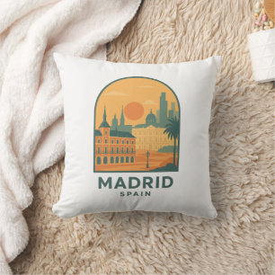 Vintage Madrid Spanje Reizen – Retro Stad Kussen