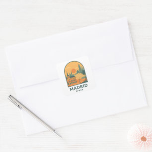 Vintage Madrid Spanje Reizen – Retro Stad Vierkante Sticker