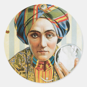 Vintage Magie Poster, Alexander, de Man die Kennis Ronde Sticker