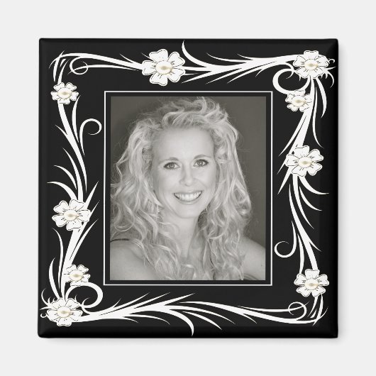 Vintage Magnet Vintage Floral Ajouter votre photo (Devant)