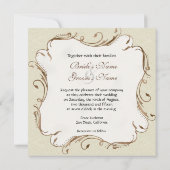 Vintage Magnolia Swirls Mariage damassé Invitation (Dos)