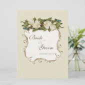 Vintage Magnolia Swirls Mariage damassé Invitation (Debout devant)