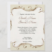 Vintage Magnolia Swirls Mariage damassé Invitation (Dos)