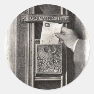 Vintage Mail Box Ronde Sticker