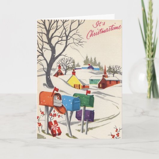 Vintage_mailboxes_Christmas_Card Feestdagen Kaart (Voorkant)
