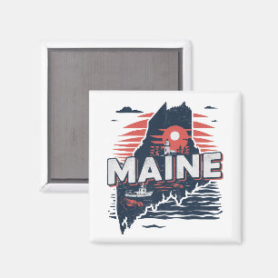Vintage Maine USA Staatskaart Reizen Magneet