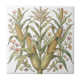 Vintage Maïskolf Botanisch Tegeltje