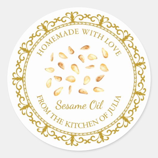 Vintage maison Sesame Oil Étiquette l Blanc (Devant)