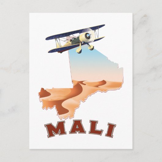 Vintage Mali Map reisposter Briefkaart (Voorkant)