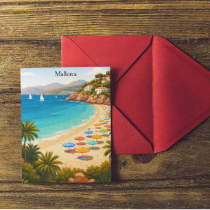 Vintage Mallorca Spanje Reis Strand Illustratie Briefkaart