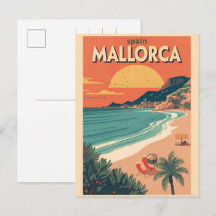 Vintage Mallorca strand Spanje reis souvenirs Feestdagenkaart