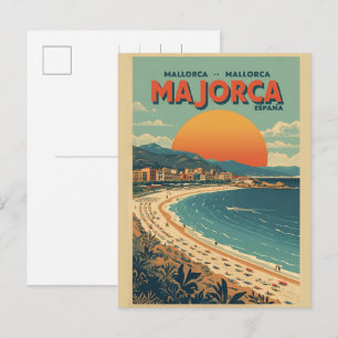 Vintage Mallorca strand Spanje reis souvenirs Feestdagenkaart