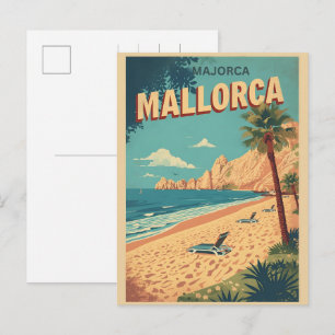 Vintage Mallorca strand Spanje reis souvenirs Feestdagenkaart