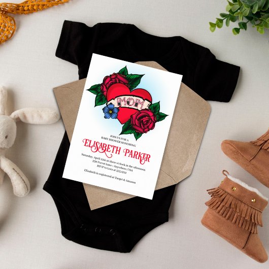 Vintage Maman Tattoo Baby shower Invitation