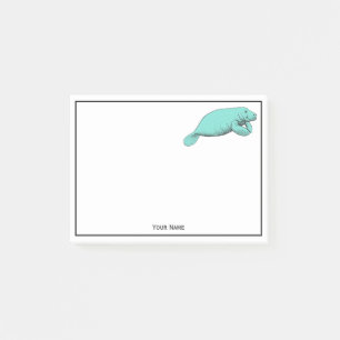 Vintage Manatee Tekening Aqua Post-it® Notes