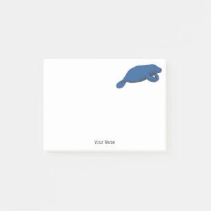 Vintage Manatee Tekening Blauw Post-it® Notes