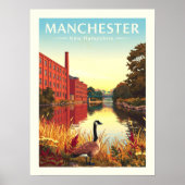 Vintage Manchester New Hampshire Poster (Voorkant)