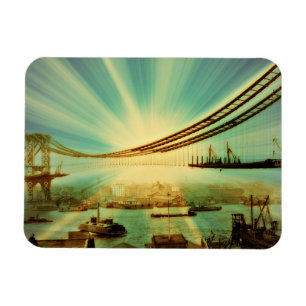 Vintage Manhattan Bridge Digitale Kunst Magneet