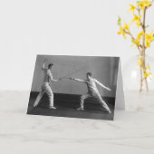 Vintage Mannen Folie Fencing Note Kaart (Gele Bloem)