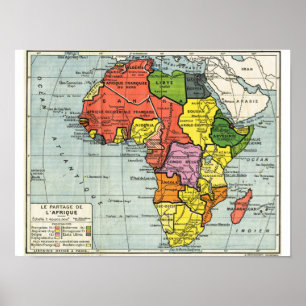 Vintage map of AFrica, text in French Poster