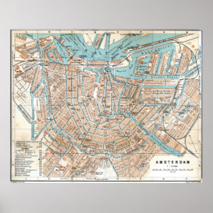 Vintage Map of Amsterdam (1905) Poster