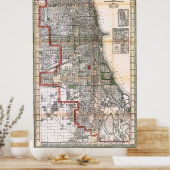 Vintage Map of Chicago Poster 1920 (Cuisine)