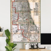 Vintage Map of Chicago Poster 1920 (Bureau à domicile)