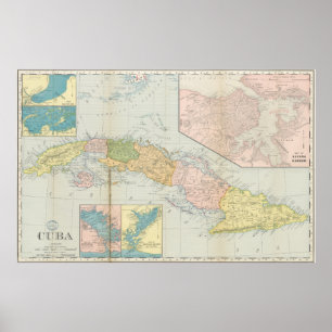 Vintage Map of Cuba (1898) Poster