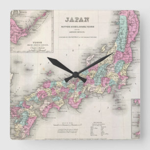 Vintage Map of Japan (1855) Vierkante Klok
