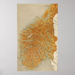 Vintage Map of Norway (1914) Poster