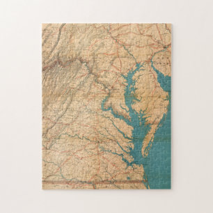 Vintage Map of Virginia and The Chesapeake Bay Legpuzzel