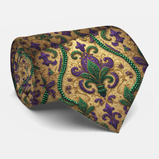 Vintage Mardi Gras Green Purple Gold Fleur De Lis Stropdas