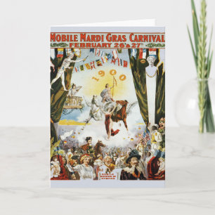 Vintage Mardi Gras Poster Kaart