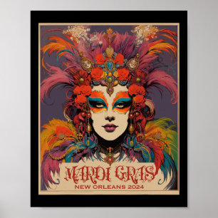 Vintage Mardi Gras Vrouwen Poster