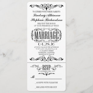 Vintage Mariage Billet Invitation