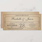 Vintage Mariage Billet Invitation (Devant / Derrière)